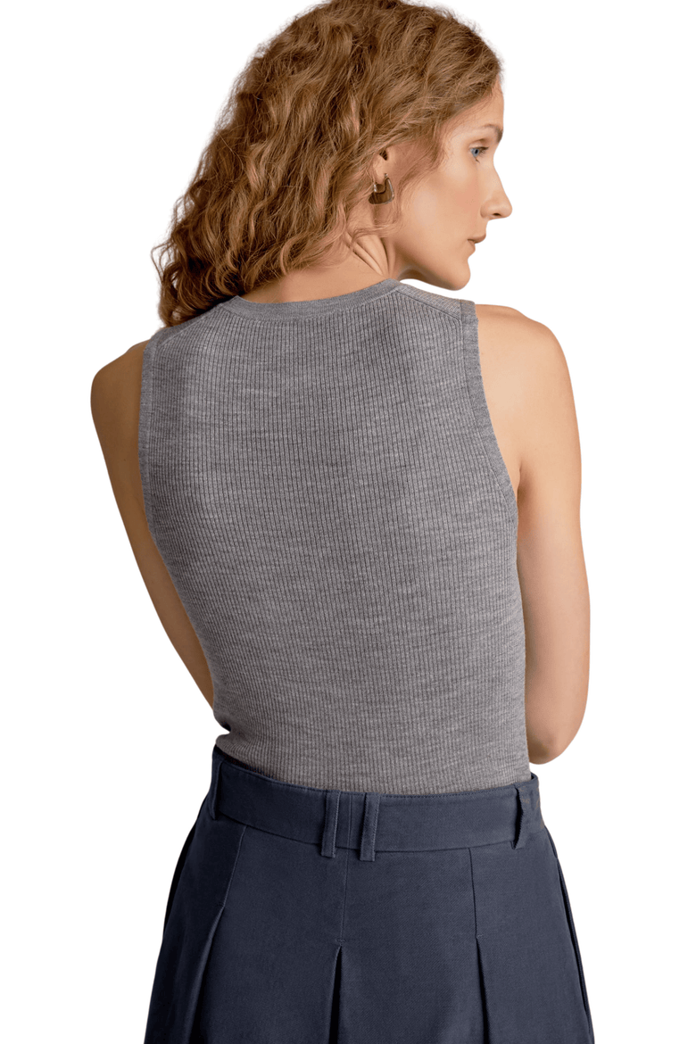 Trina Top - Ribbed Merino, Alternate, color, Gray Melange