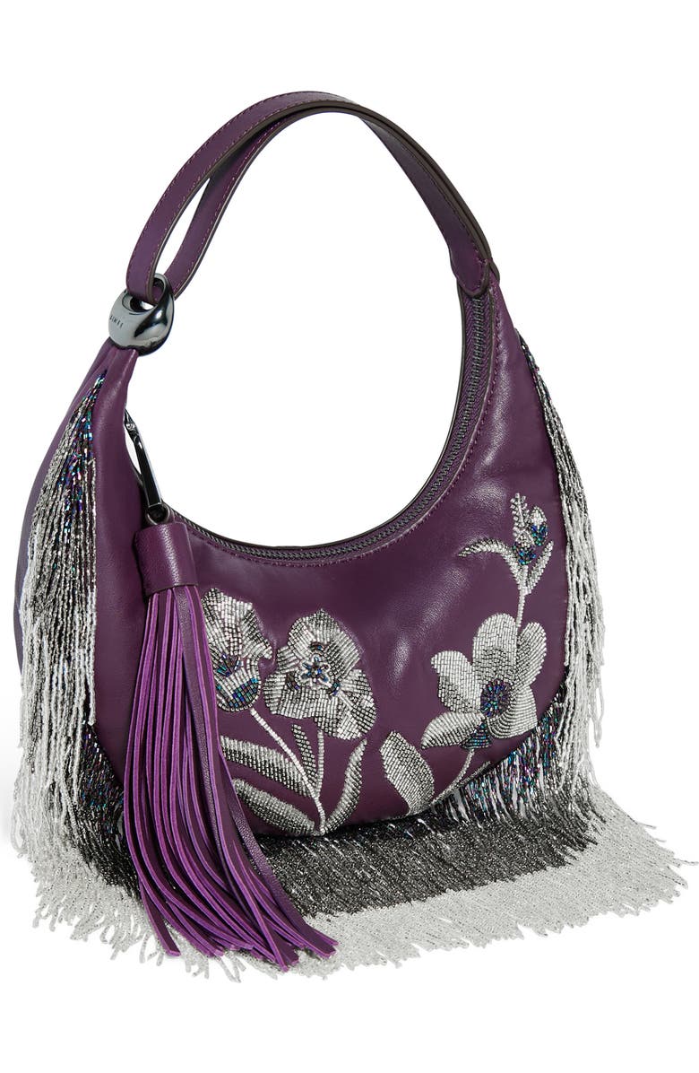 AIMEE Bloom Beaded Leather Bean Bag, Alternate, color, Beaded Plum