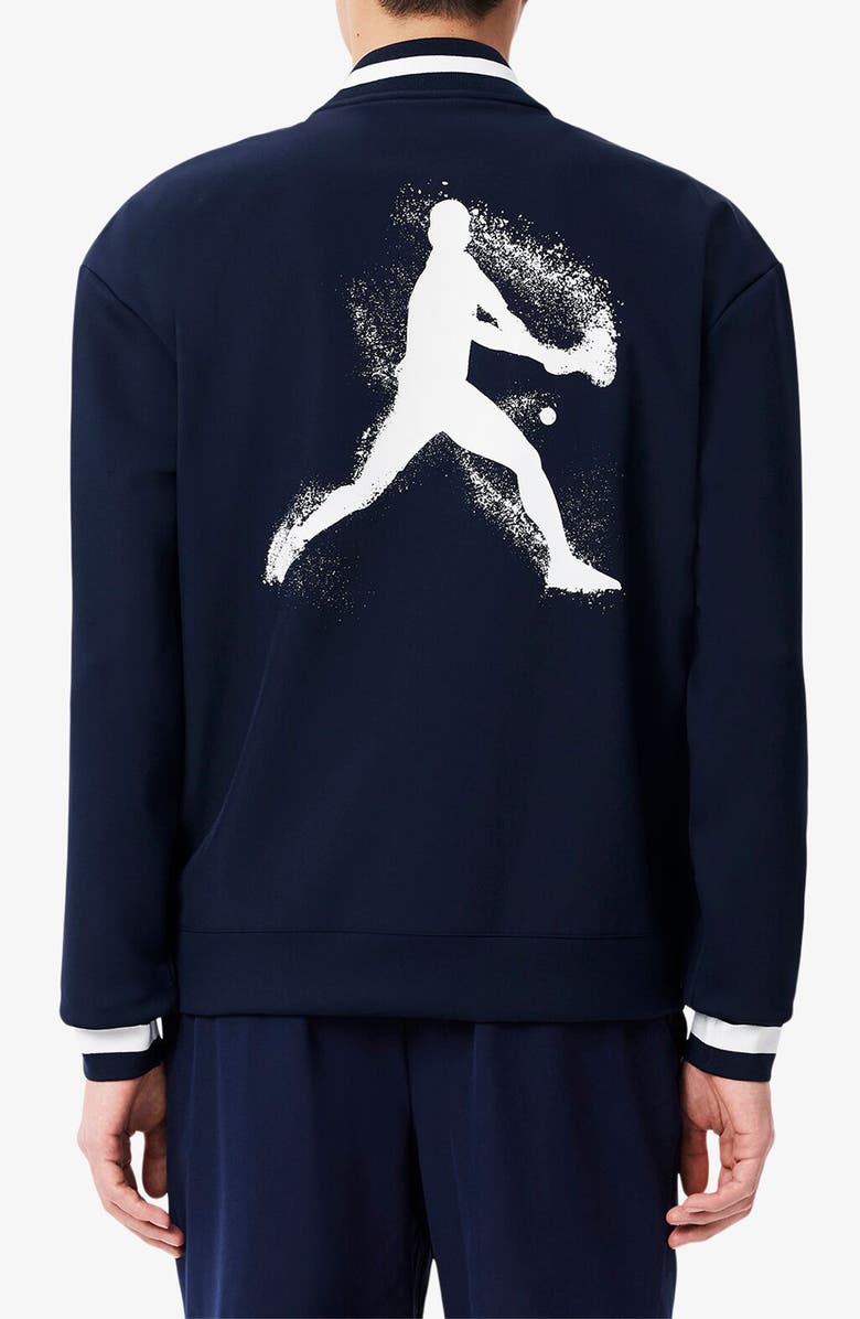Lacoste x Novak Djokovic Water Repellent Bomber Jacket, Alternate, color, Navy Blue/ Flour