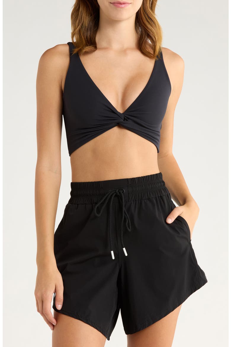 FP Movement Never Better Twist Front Sports Bra, Main, color, BLACK