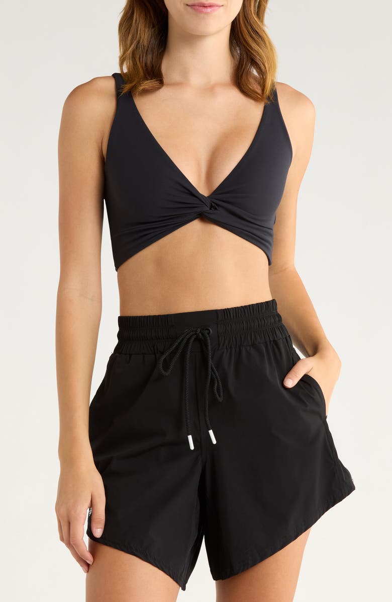 Free People FP Movement Never Better Twist Front Sports Bra, Main, color, Black