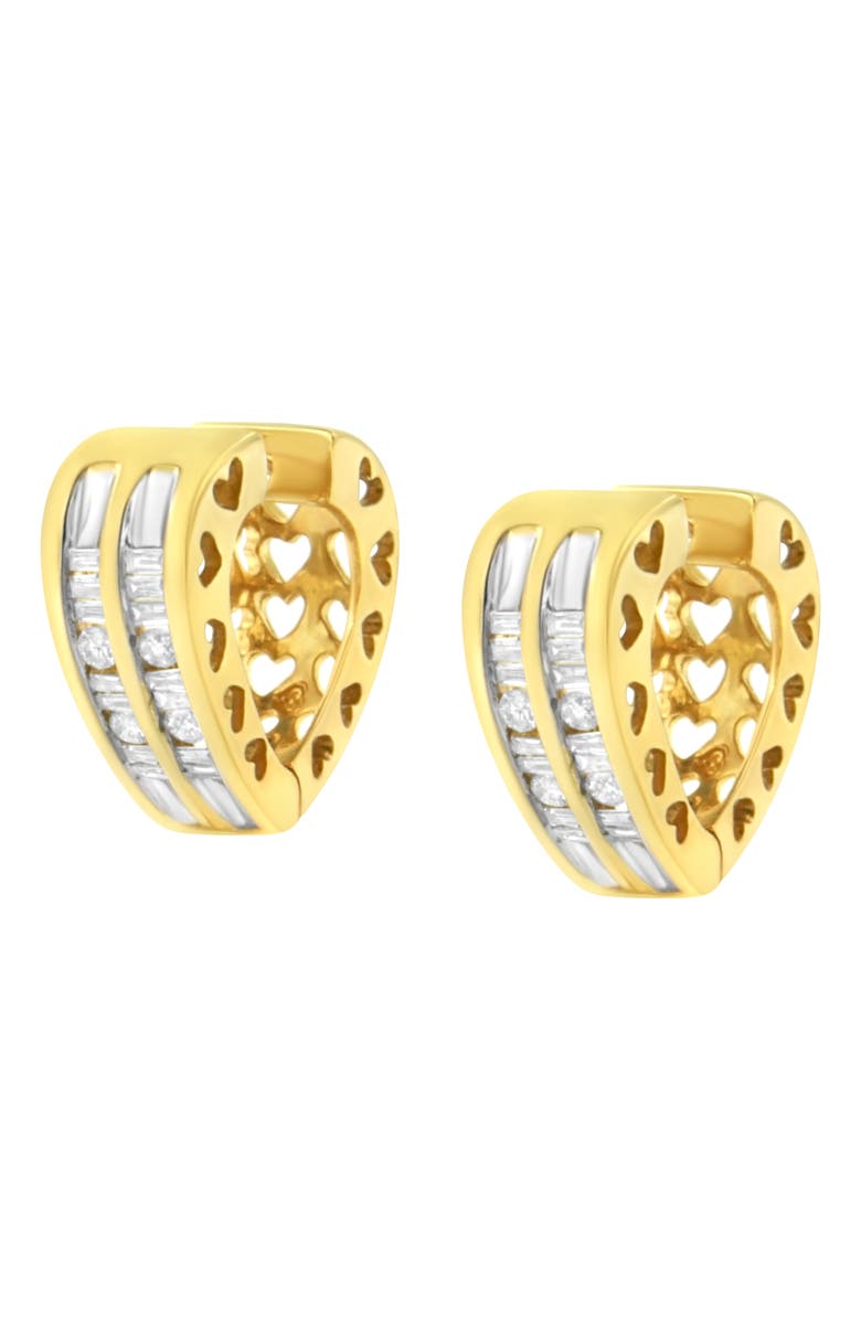 Haus of Brilliance 10K Yellow Gold 1/2 Ct Diamond Huggy Heart Hoop Earrings, Alternate, color, Yellow