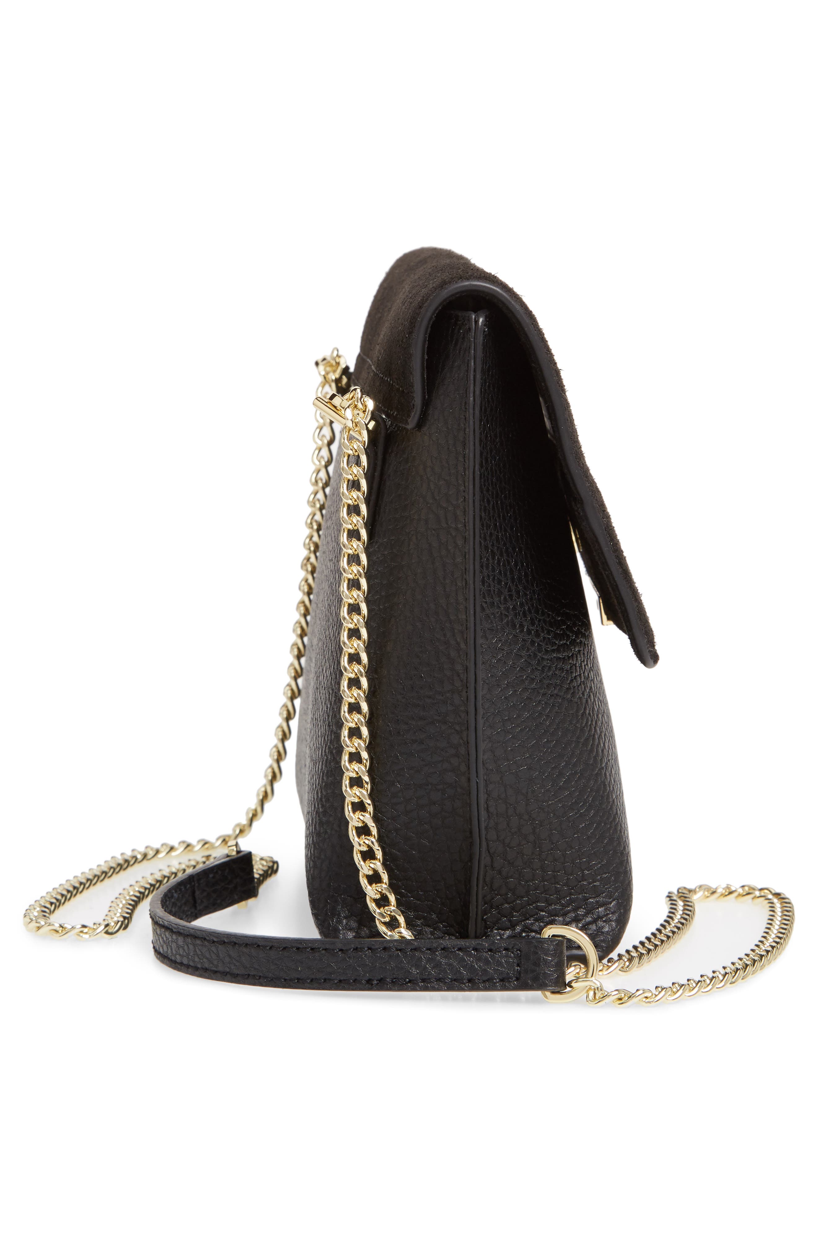 Ted Baker London Lisa Bar Detail Suede & Leather Crossbody Bag, Alternate, color, 