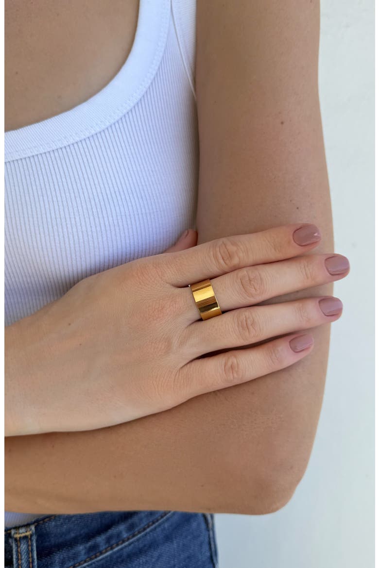 18K Gold Plated Wide Band Ring, Alternate, color, GOLD