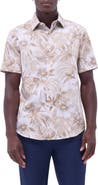 Bugatchi Orson Trim Fit Floral Short Sleeve Stretch Cotton Button-Up Shirt