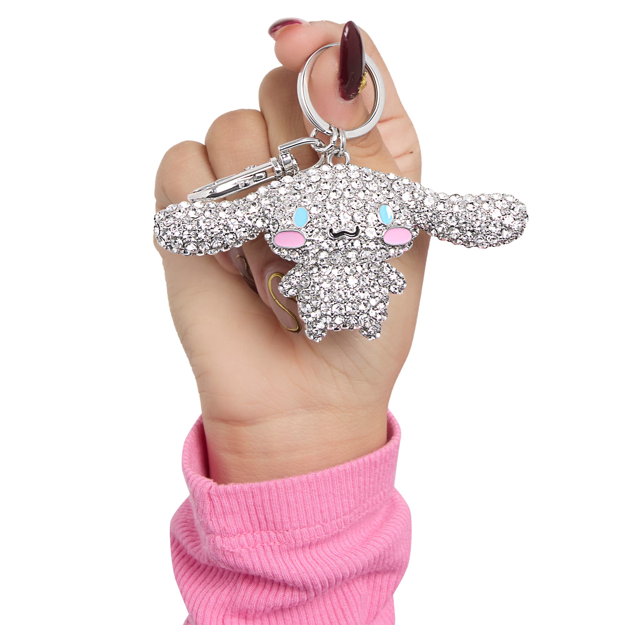 Hello Kitty Cinnamoroll Crystal-Embellished Keychain Travel Bag Charm, Alternate, color, Silver