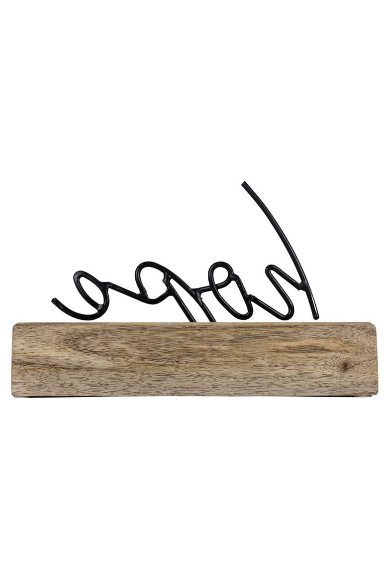 "Hope" Word Block Black Metal & Wood, Alternate, color, Black