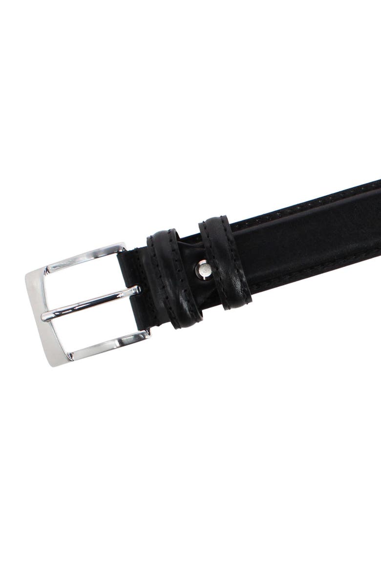 Vincenzo 35mm Italian Leather Contrast Stitch Casual Dress Belt, Alternate, color, Black