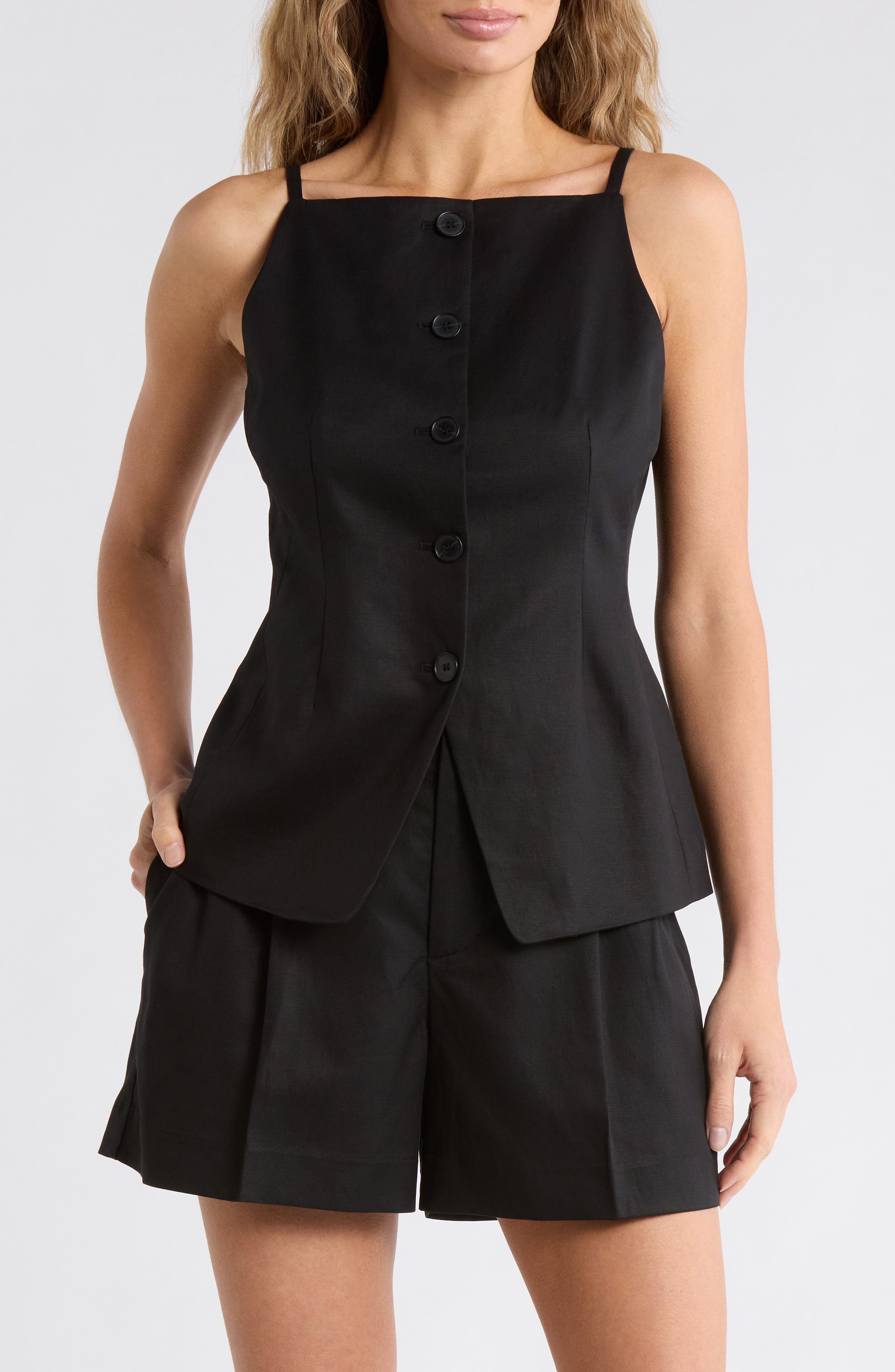 Madewell Harlow Square Neck Drapey Twill Vest