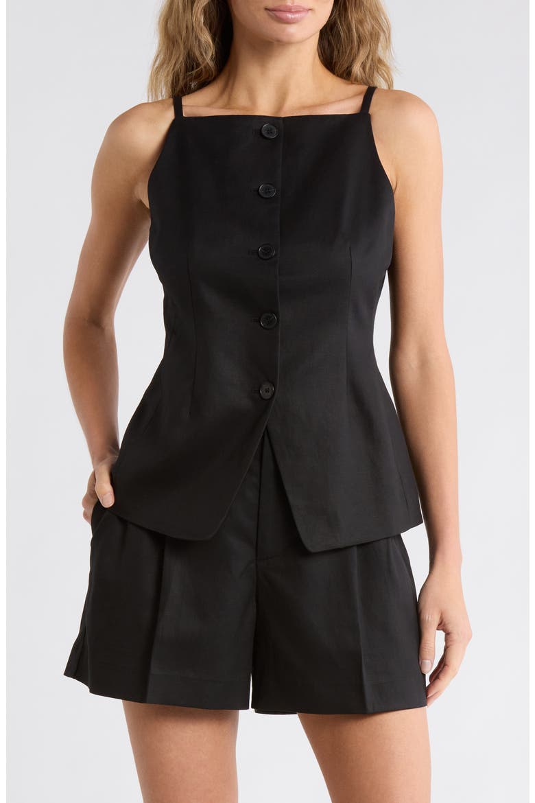 Harlow Square Neck Drapey Twill Vest, Main, color, JET BLACK