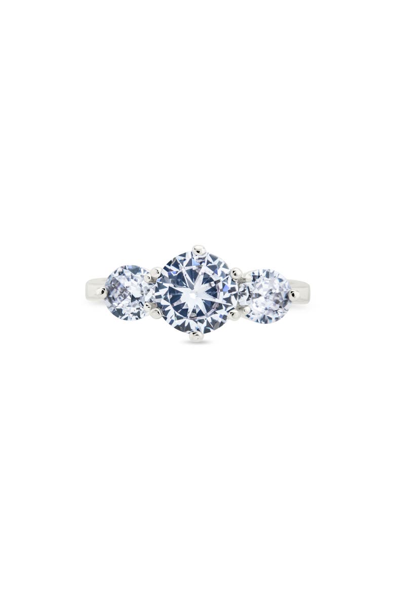 Nia 3-Stone Cubic Zirconia Ring, Alternate, color, SILVER