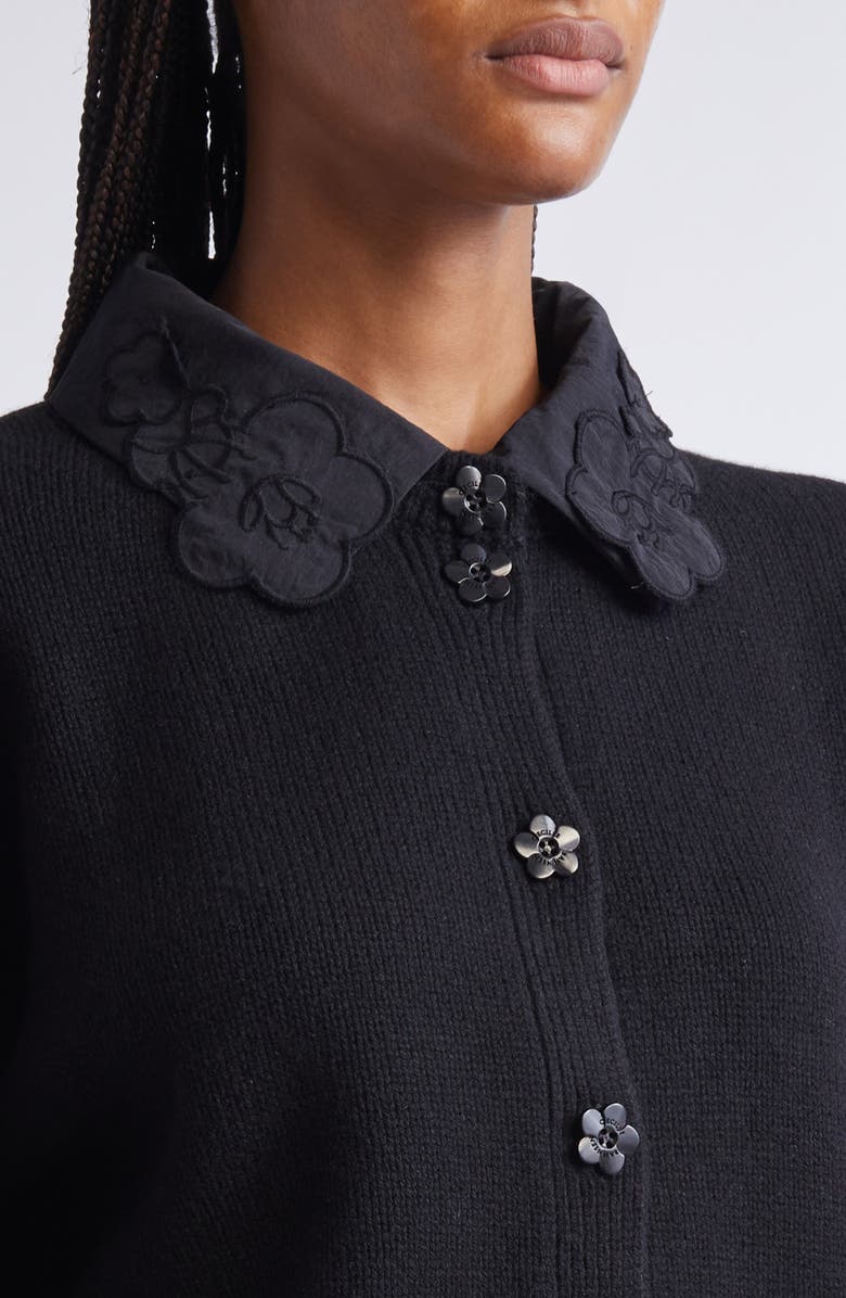 Cecilie Bahnsen Bibi Recycled Cashmere & Wool Cardigan, Alternate, color, Black