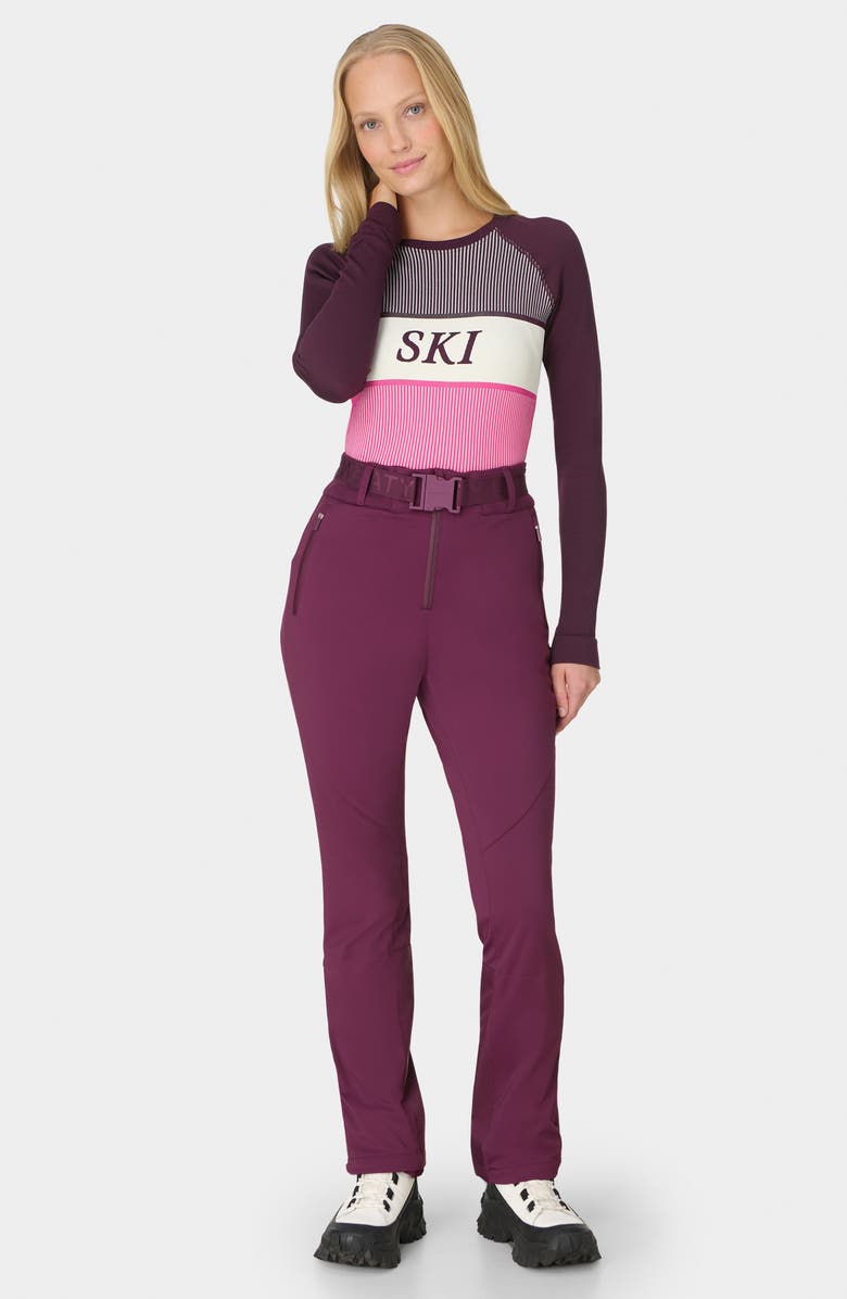 Sweaty Betty Rib Base Layer Long Sleeve Shirt, Alternate, color, Purple Ski Stripe Print