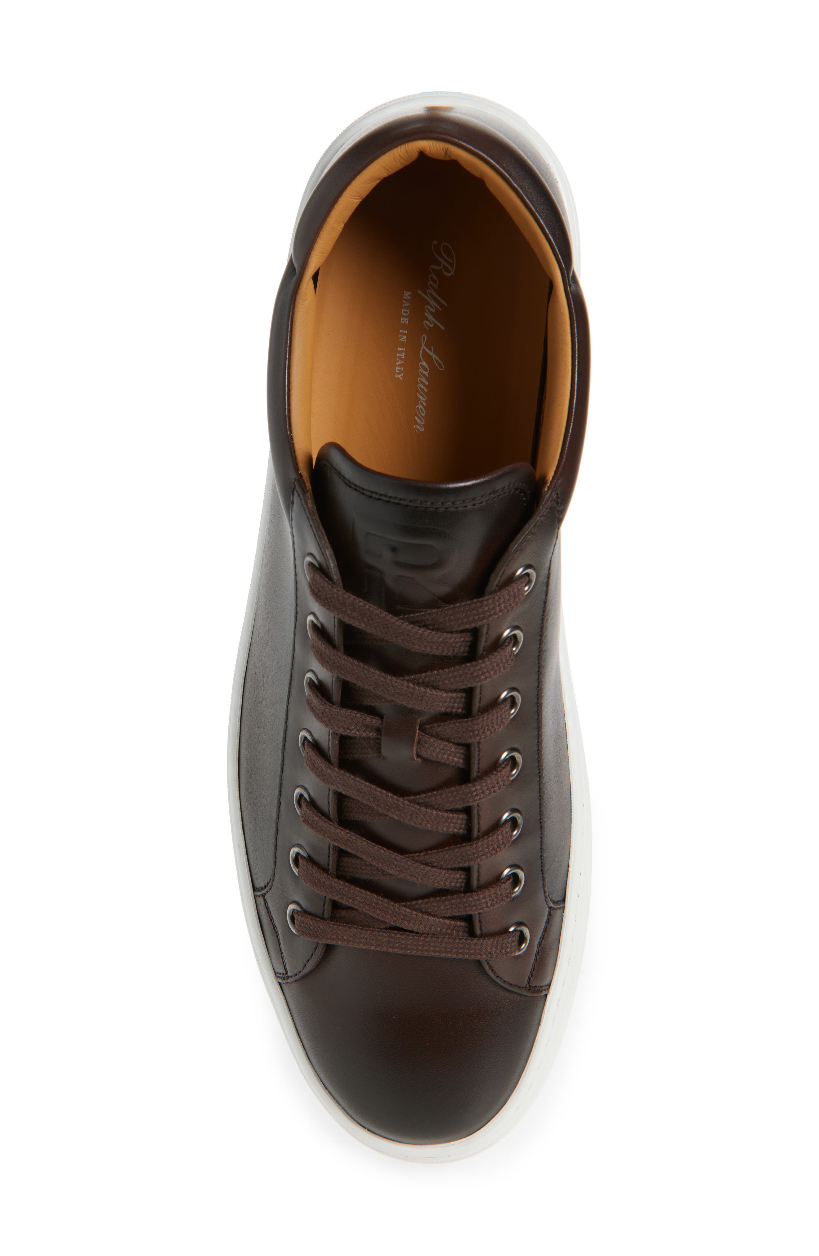 Ralph Lauren Purple Label Severn Low Top Sneaker, Alternate, color, Eng Brown