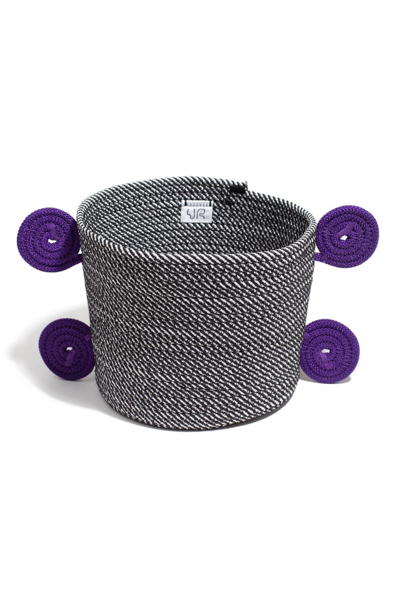 UGLY RUGLY Small Spiral Storage Basket, Main, color, Black White Stripe/ Purple