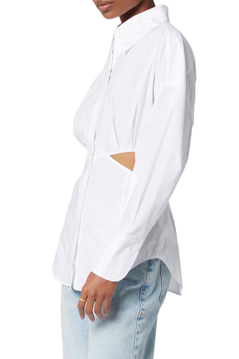 Alya Cutout Button-Up Shirt, Alternate, color, BRIGHT WHITE