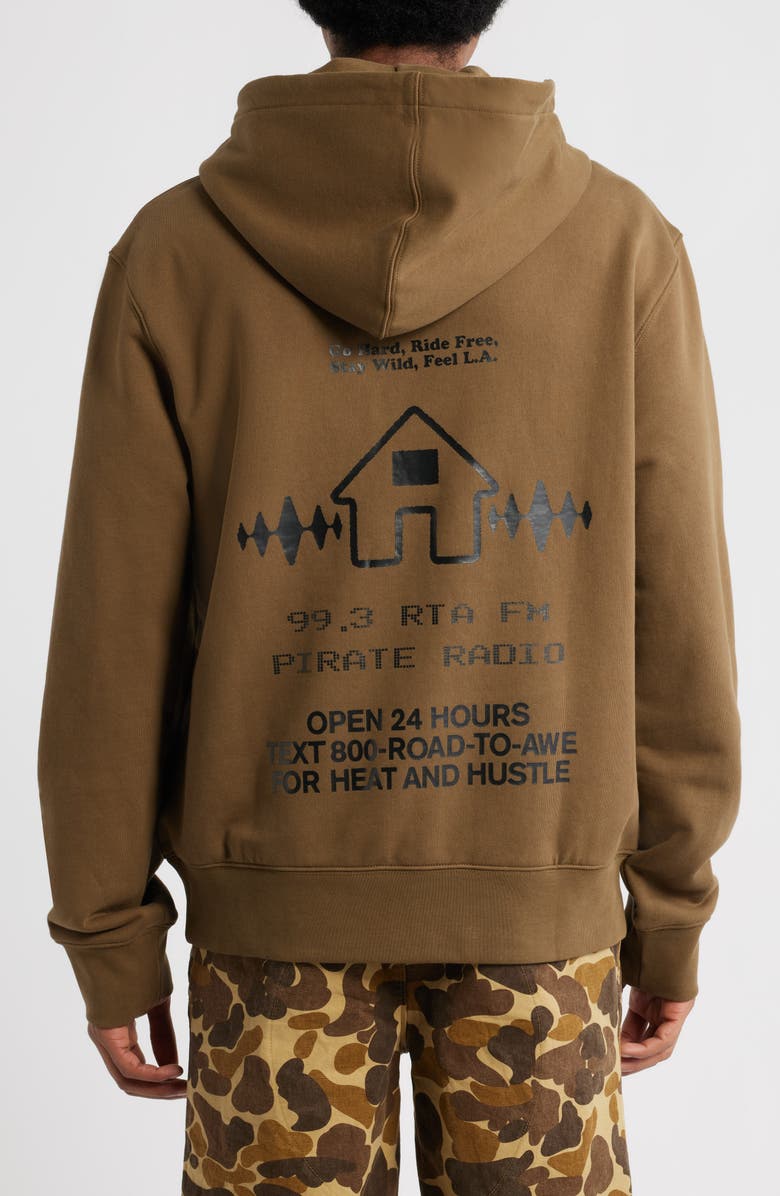 RtA Dion Teak Radio House Graphic Hoodie, Alternate, color, Teak Radio House
