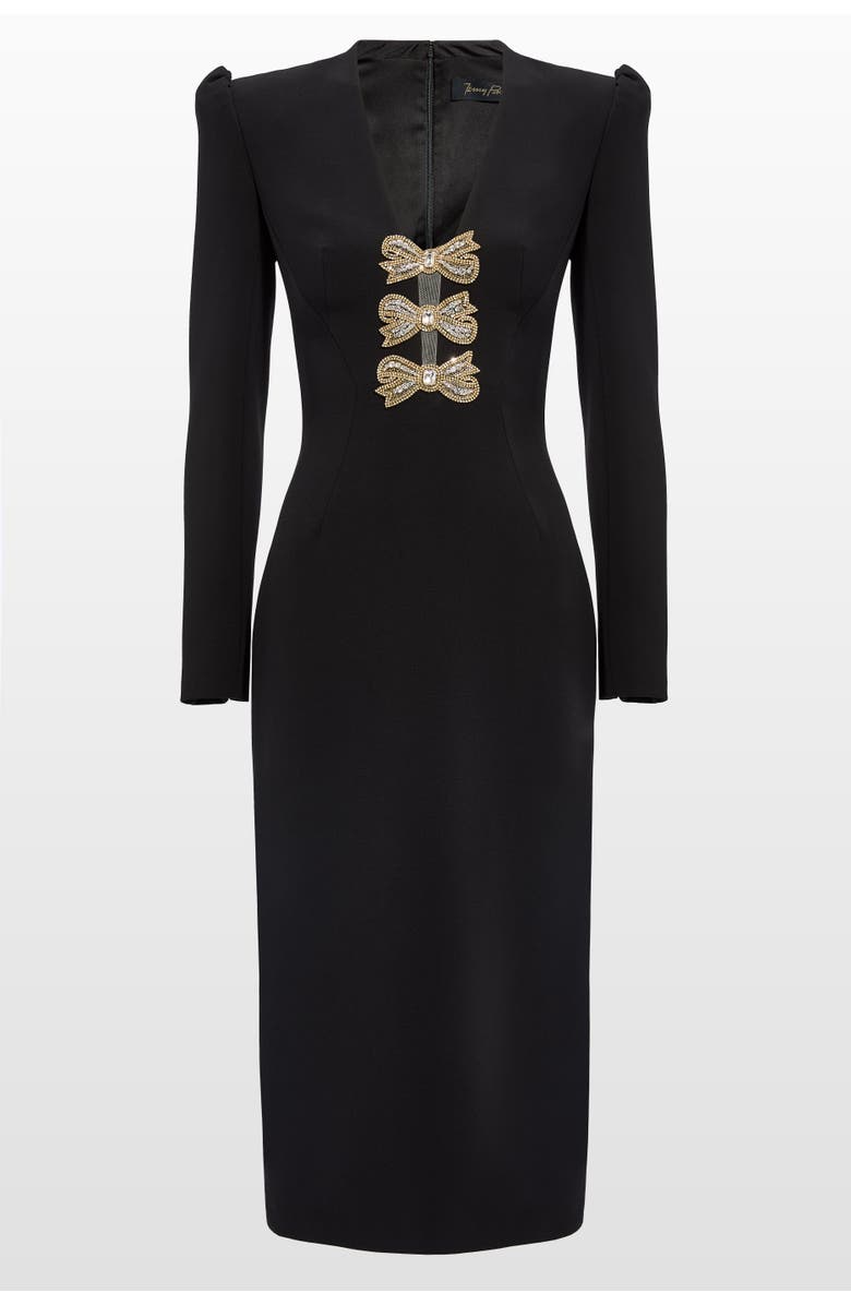 Jenny Packham Carina Jewel-Embellished Midi Dress, Main, color, Liquorice