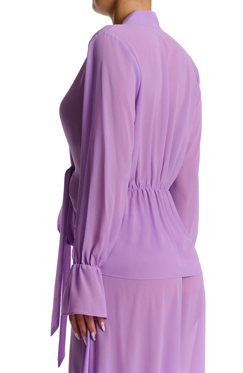 Naked Wardrobe Plunge Tie Front Chiffon Top, Alternate, color, Violet