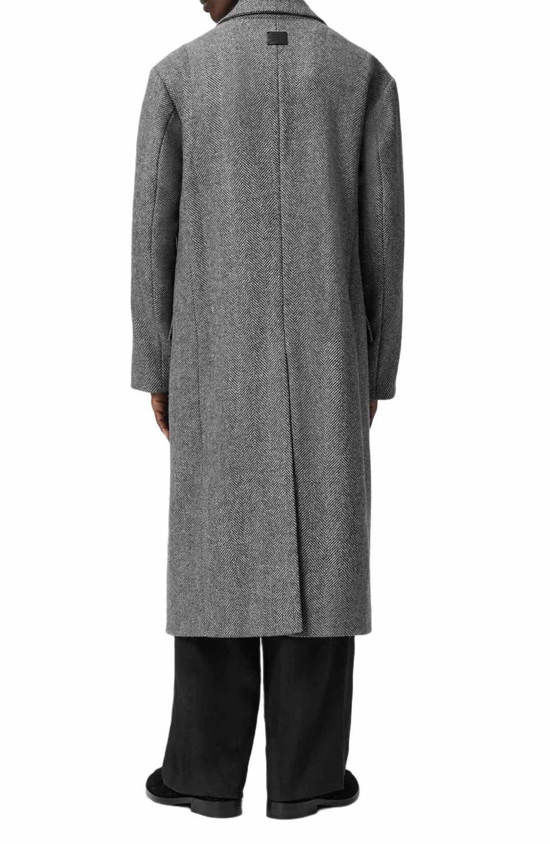 AllSaints Ezra Oversize Wool Herringbone Topcoat, Alternate, color, Black/ White
