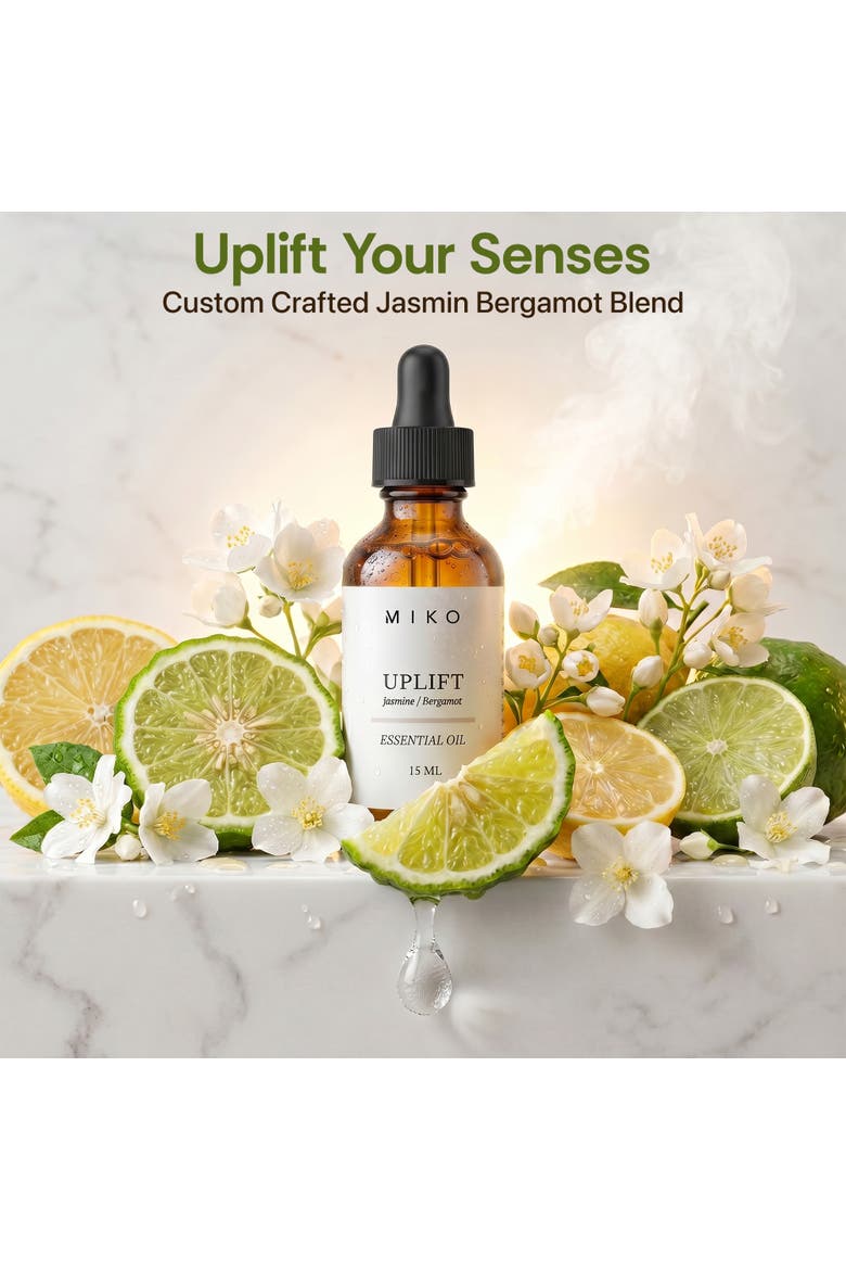 Miko Uplift Essential Oil Blend with Jasmine & Bergamot 100% Organic 15ml, Alternate, color, Clear