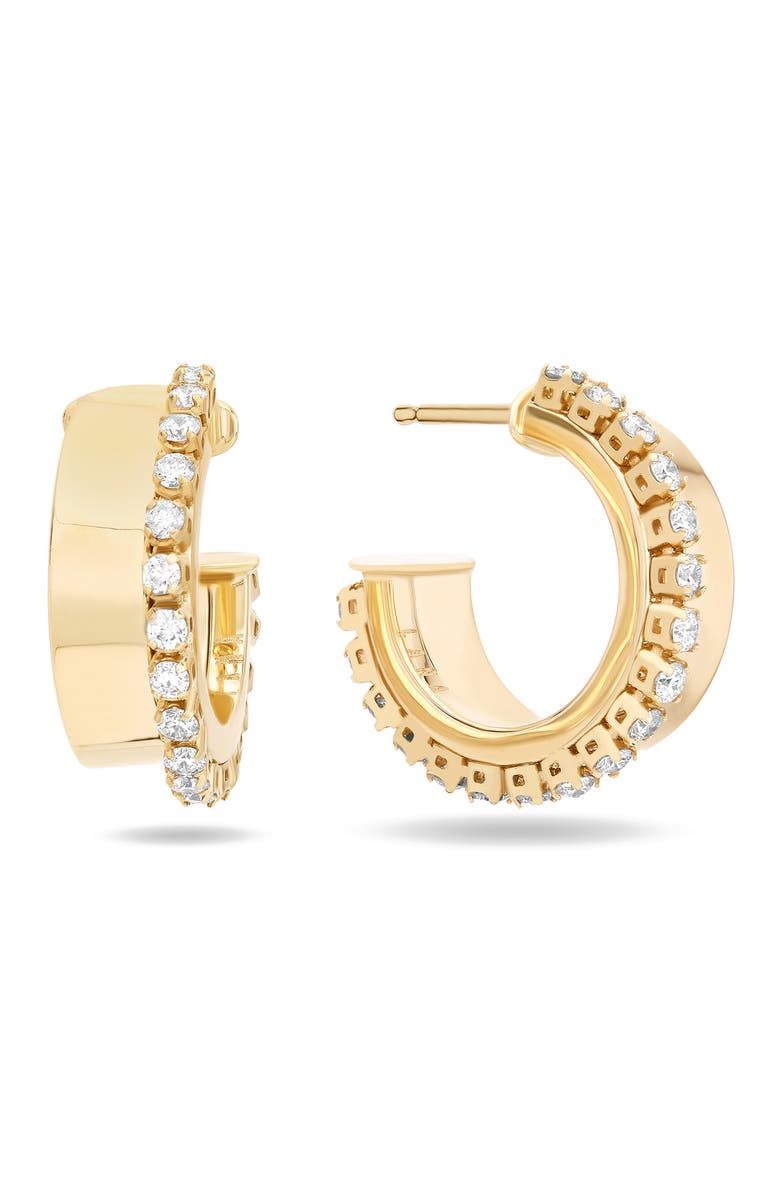 LANA 14K Gold Hollow Vanity Diamond Hoop Earrings, Main, color, Yellow Gold