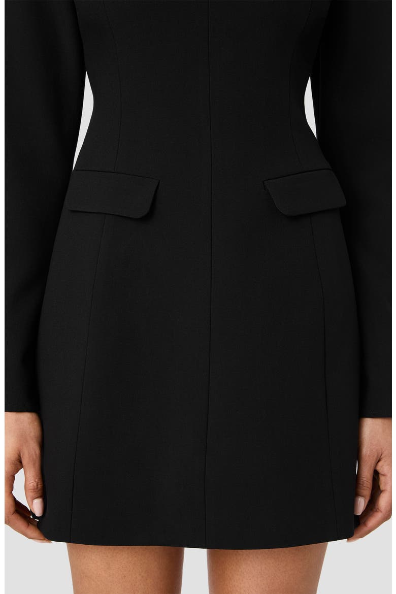 Azra Long Sleeve Twill Minidress, Alternate, color, BLACK