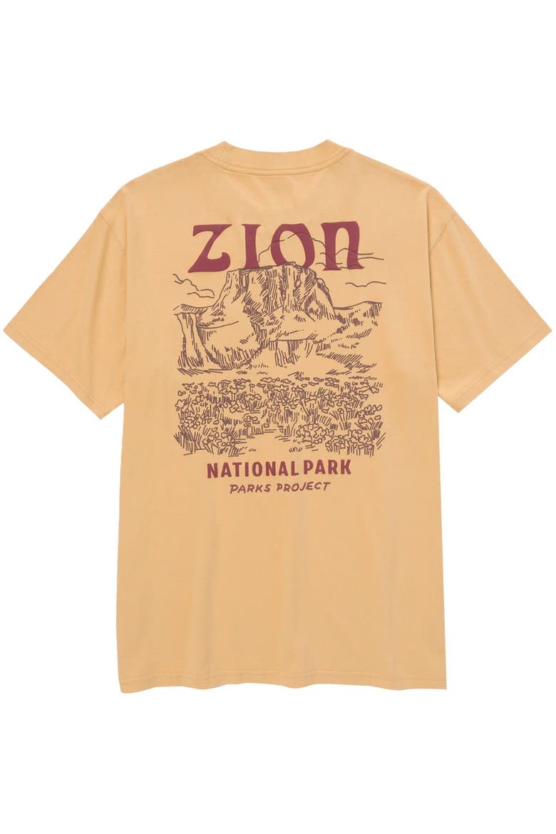 Zion Puff Print Pocket T-Shirt, Main, color, Mustard