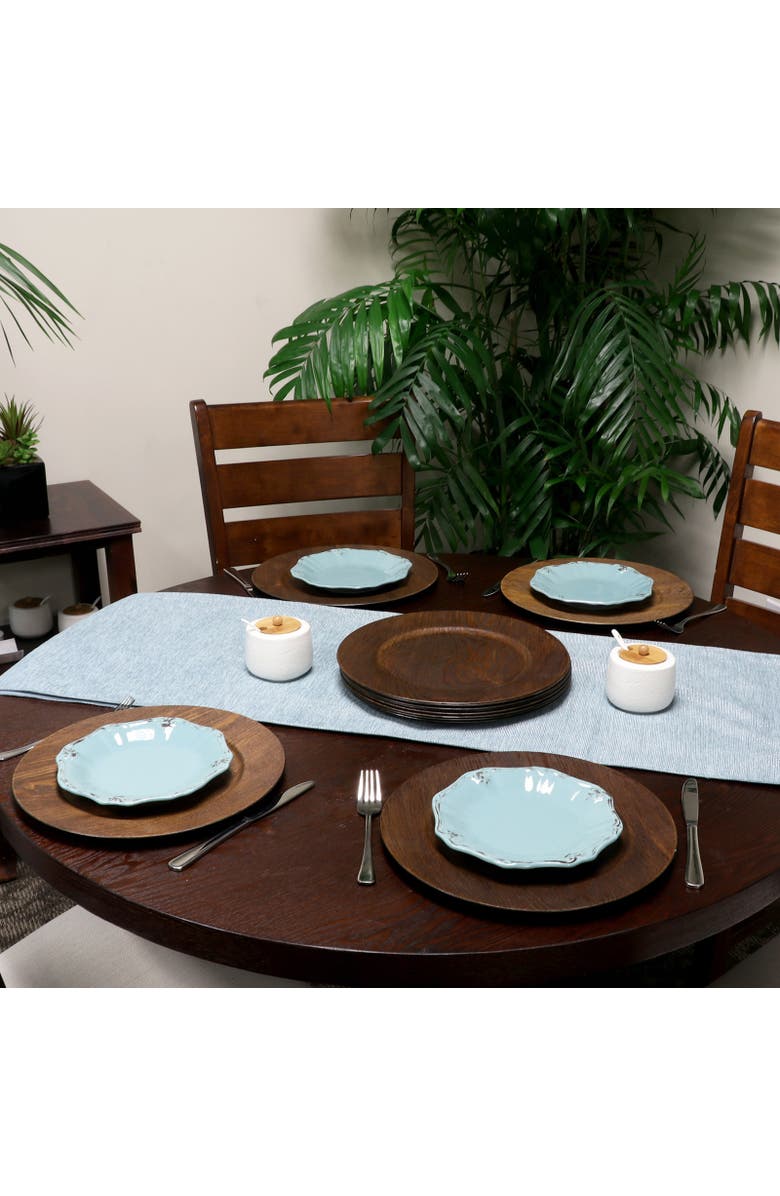 Gibson Home Feri 13" Wooden Skin Luxe Chargers, Set of 12, Alternate, color, Dark Brown