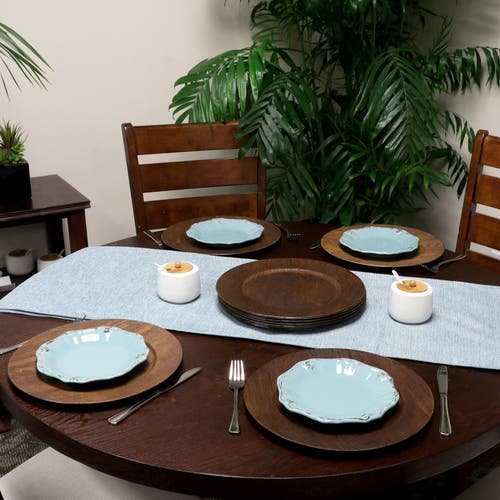 Gibson Home Feri 13" Wooden Skin Luxe Chargers, Set Of 12 In Brown