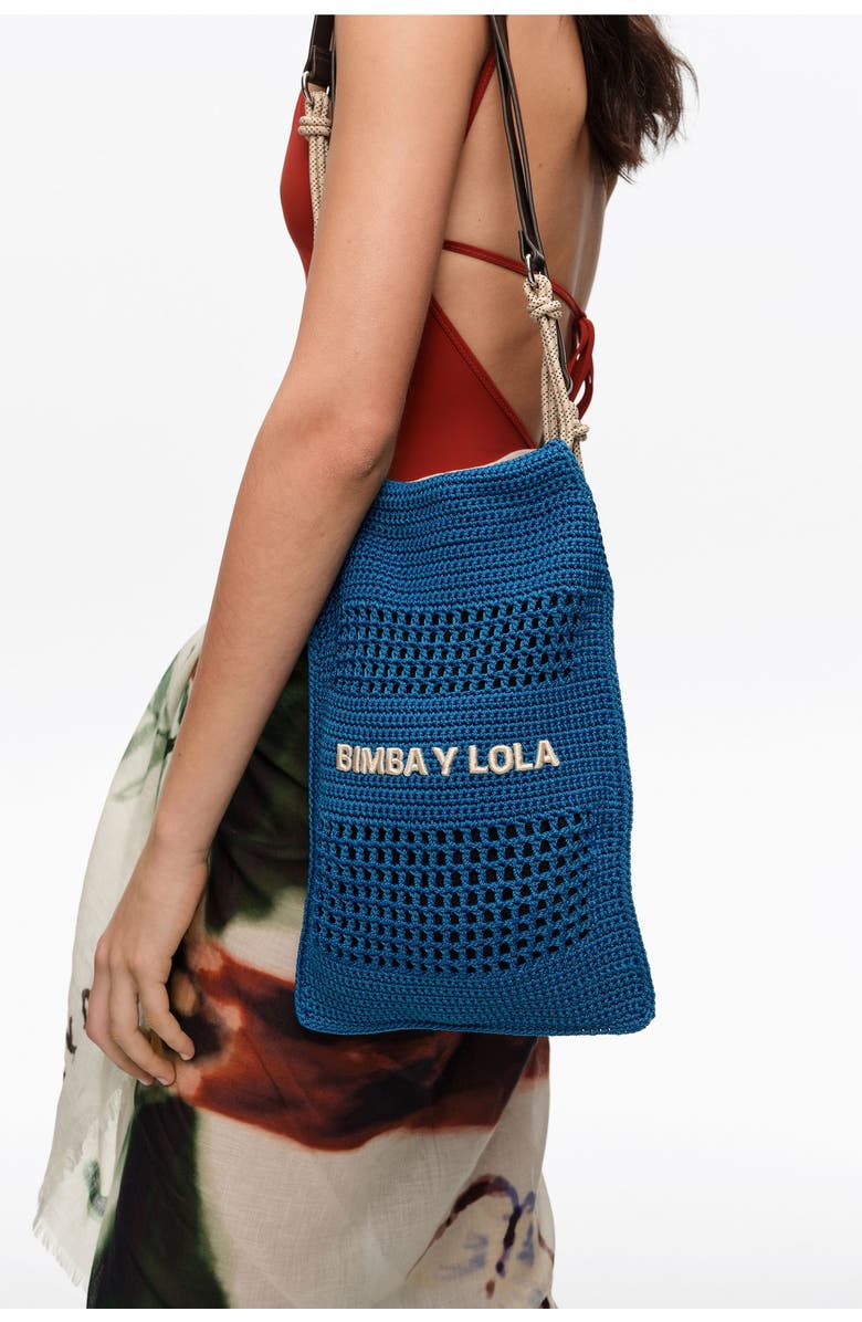 Bimba y Lola Crochet Market Bag, Alternate, color, Blue