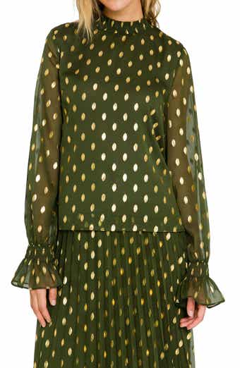 Metallic Polka Dot Chiffon Top