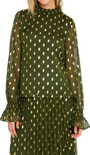 Endless Rose Metallic Polka Dot Chiffon Top