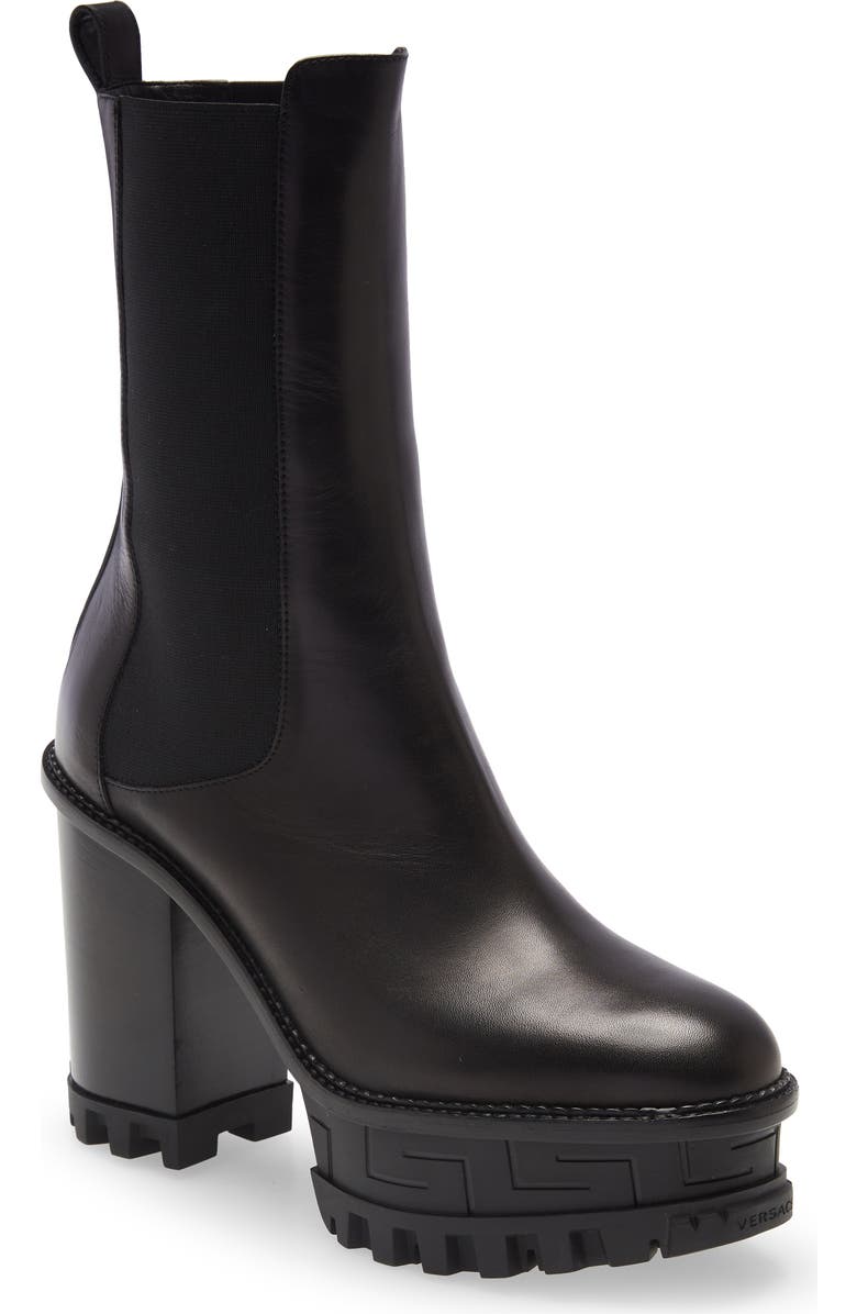 Versace Greca Labyrinth Platform Chelsea Boot, Main, color,