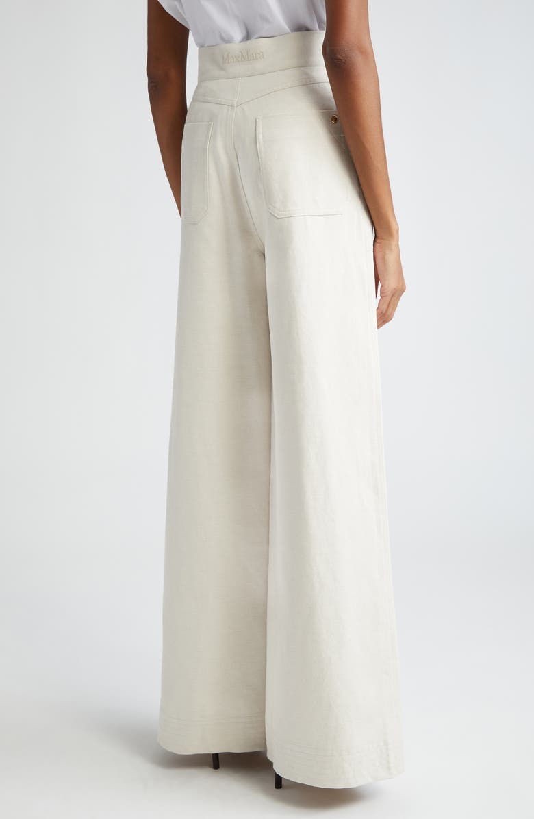 Max Mara Oboli Cotton & Linen Wide Leg Utility Pants, Alternate, color, 
