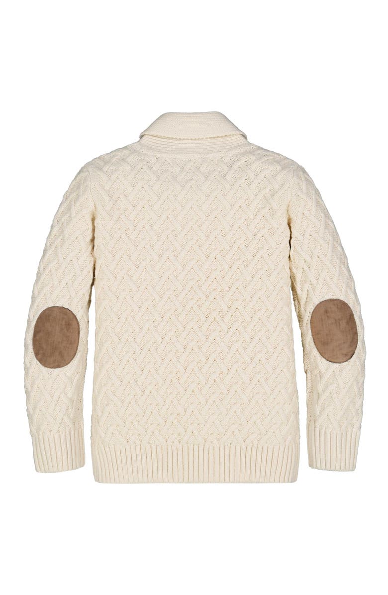 Hope & Henry Baby Boys' Organic Shawl Collar Cable Sweater, Infant, Alternate, color, Ivory Herringbone Cable