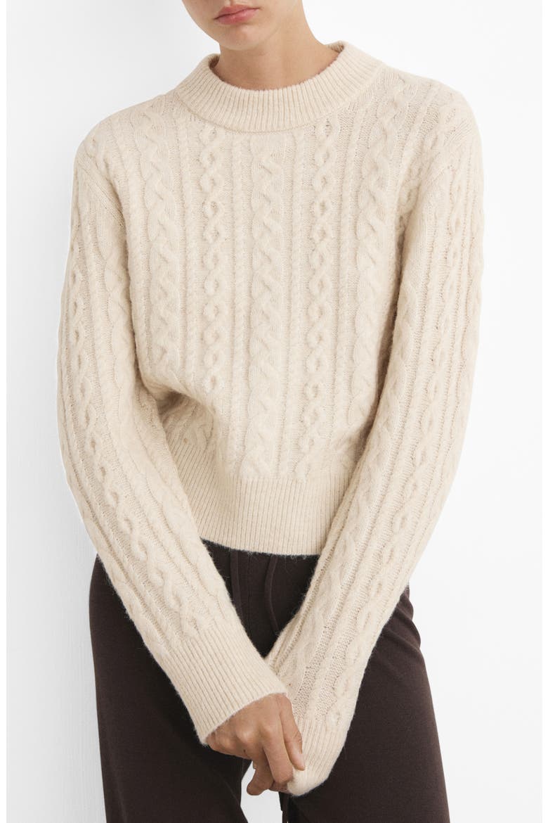 Cable Crewneck Lounge Sweater, Main, color, ECRU