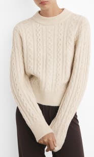 MANGO Cable Crewneck Lounge Sweater