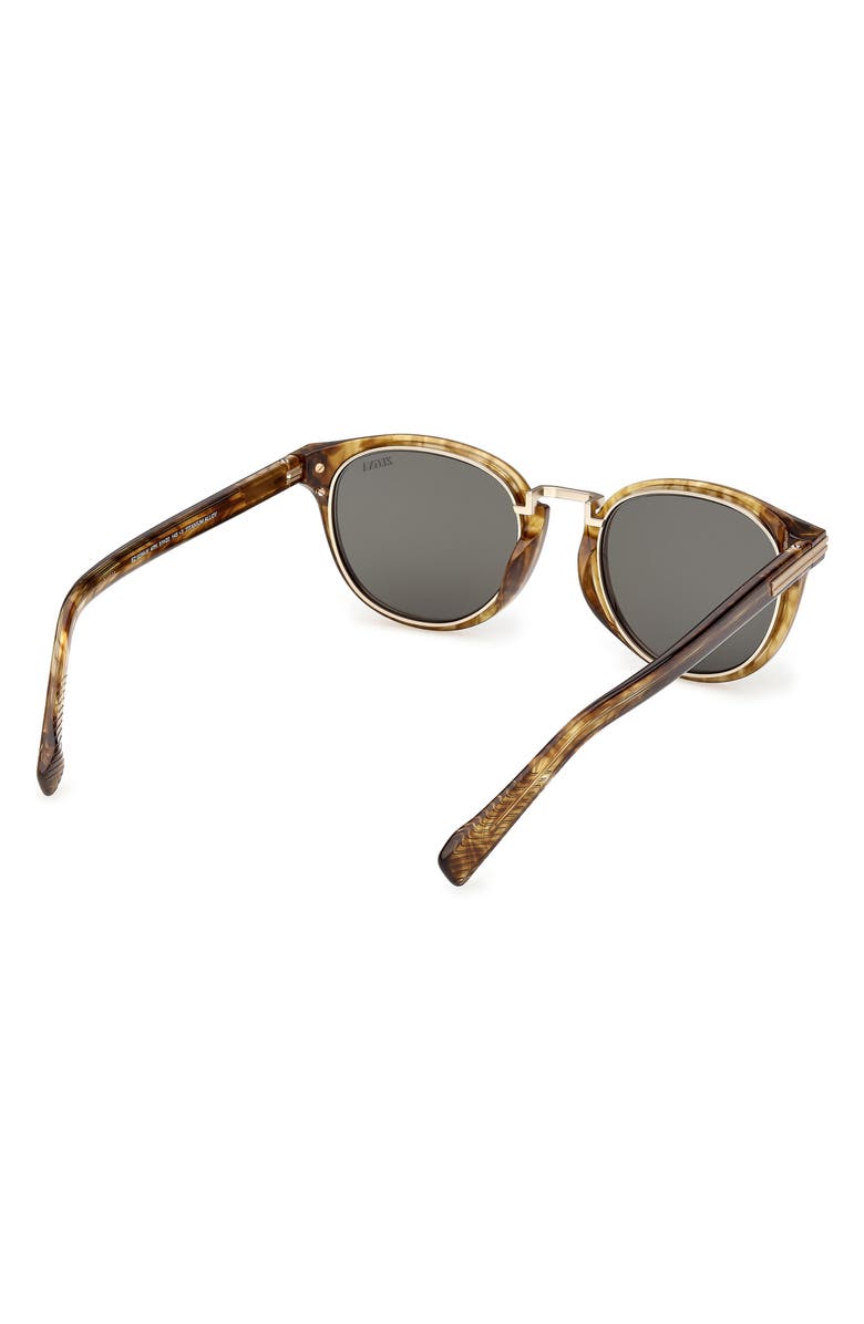 ZEGNA 51mm Round Sunglasses, Alternate, color, Shiny Transparent Brown