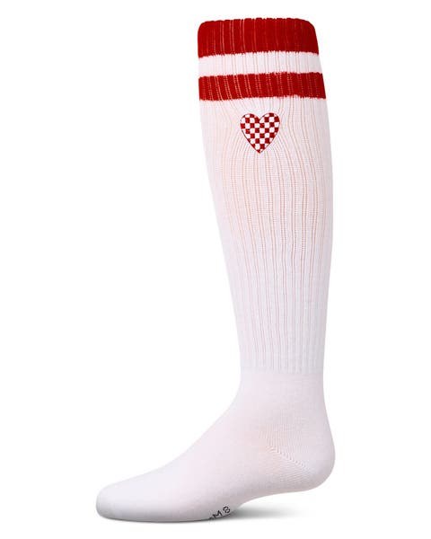 Ribbed Varsity Stripe Checkered Heart Rich Knee Sock (Toddler, Little Kid & Big Kid)
