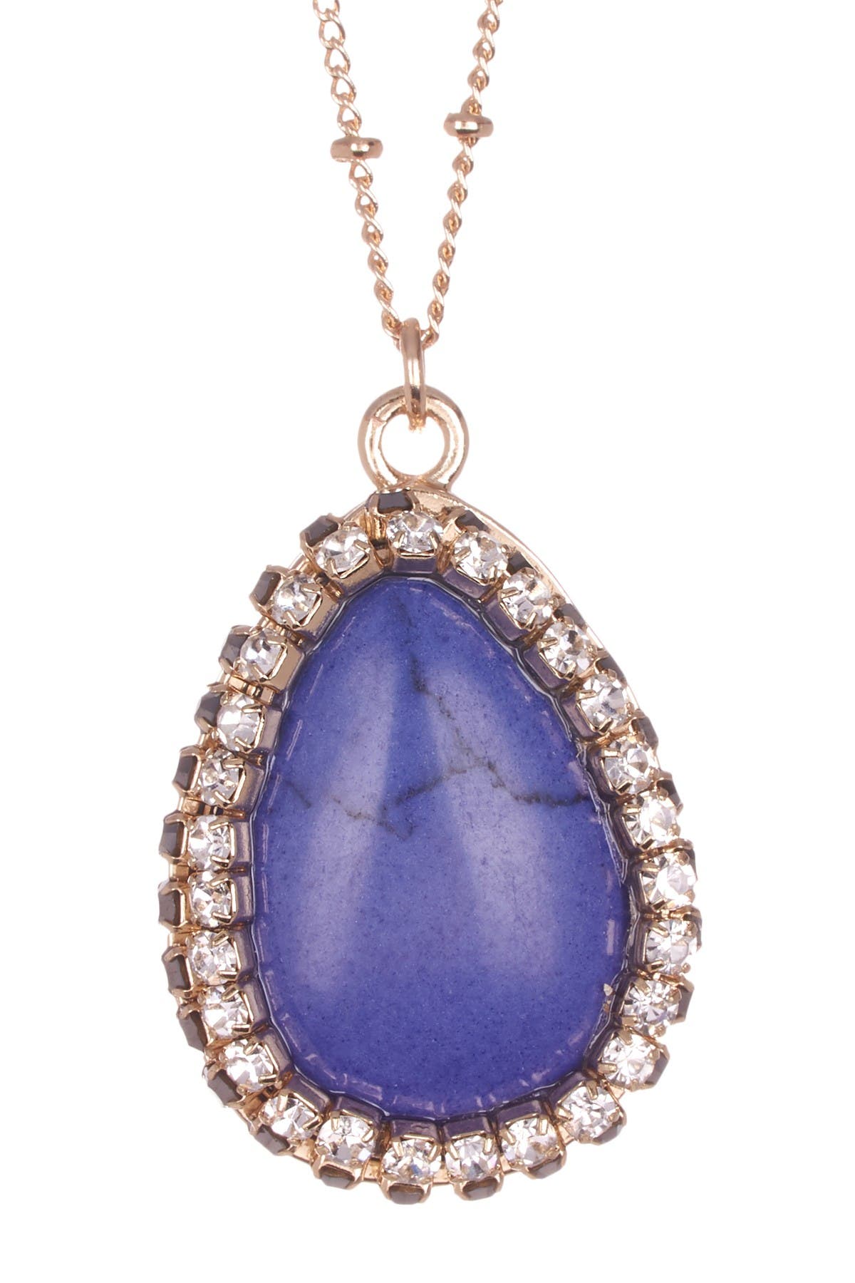 OLIVIA WELLES Liv Crystal Halo Simulated Turquoise Pendant Necklace
