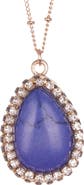 OLIVIA WELLES Liv Crystal Halo Simulated Turquoise Pendant Necklace