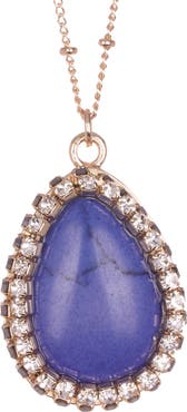 OLIVIA WELLES Liv Crystal Halo Simulated Turquoise Pendant Necklace