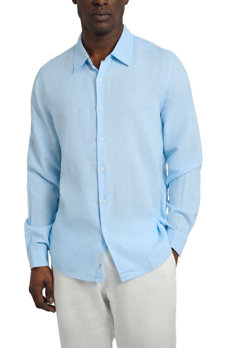 Onia Standard Long Sleeve Linen Shirt, Alternate, color, Cool Blue