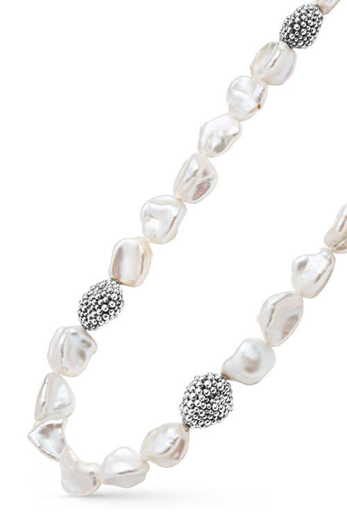 Lagos Sterling Silver Luna Keshi Pearl & Caviar Bead Collar Necklace, 18 In Silver