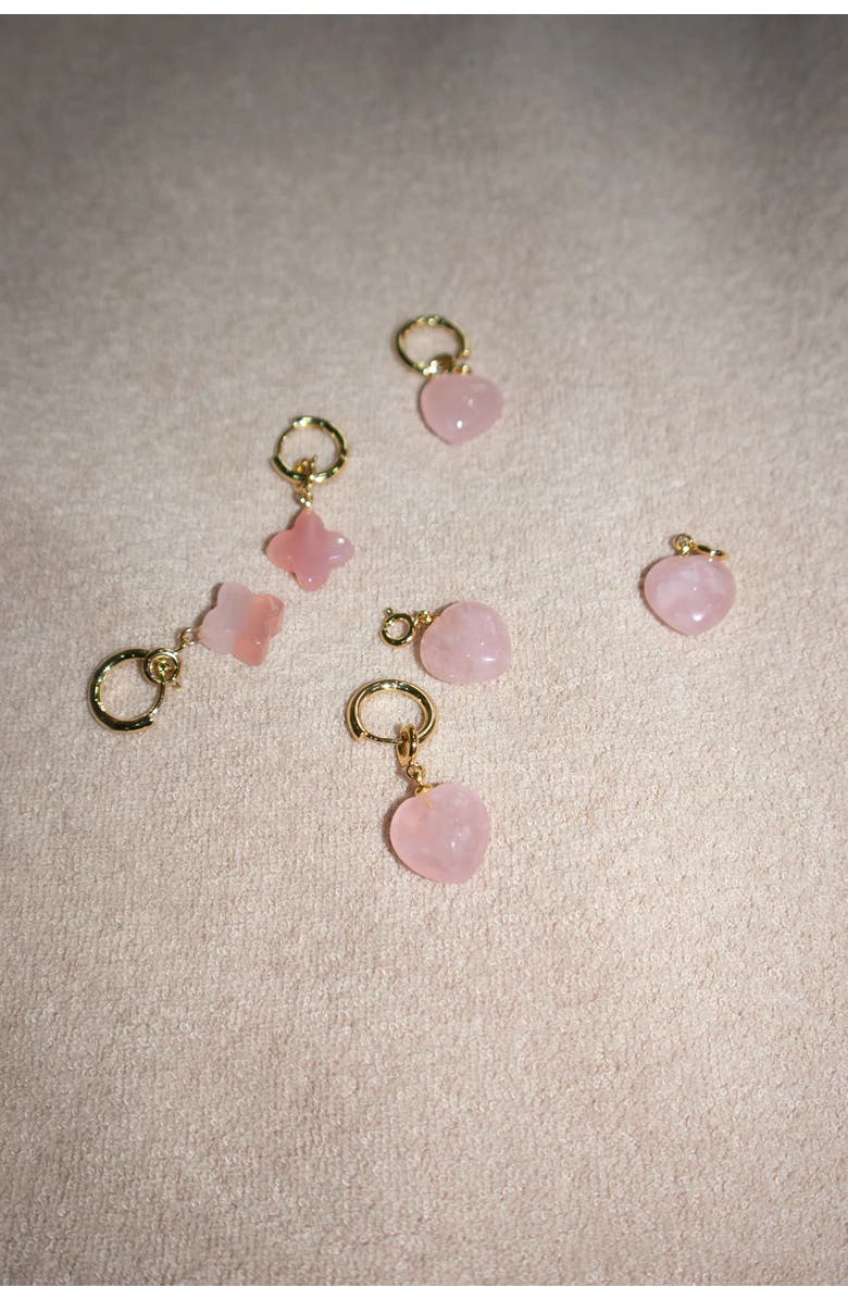 seree Heart  Jade stone charm earrings, Alternate, color, Pink