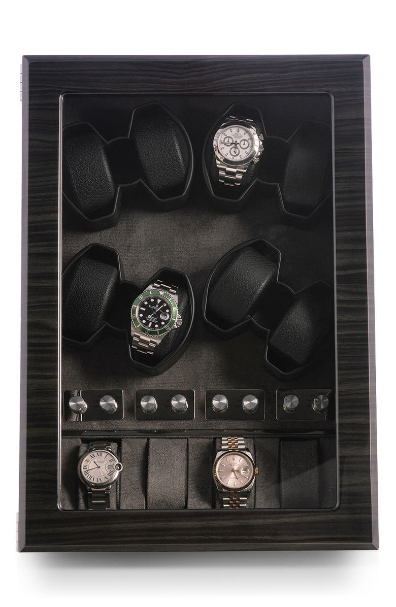 Bey-Berk Louis Ash 8-Watch Winder & Case, Main, color, Multi Color