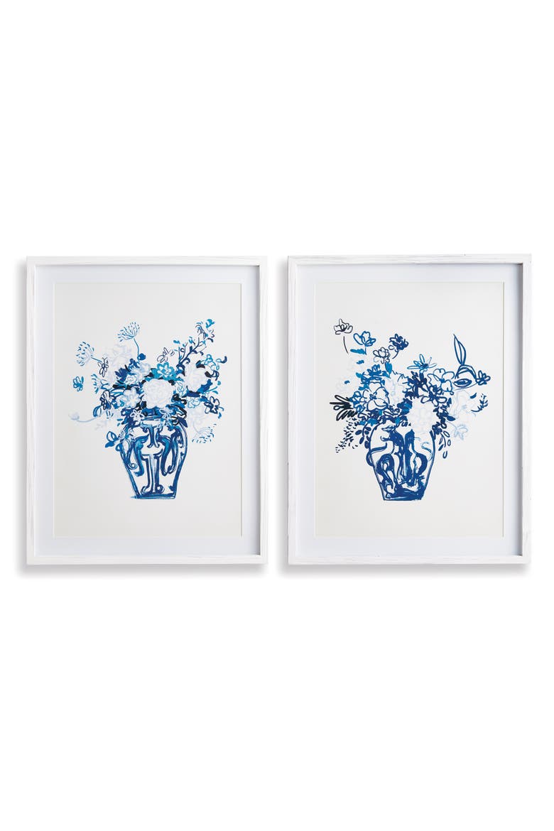 Matched Pair Floral Prints Set of 2, Main, color, Blue