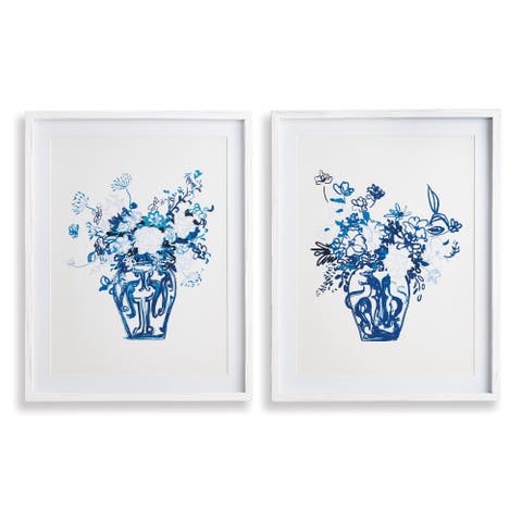 Matched Pair Floral Prints Set of 2