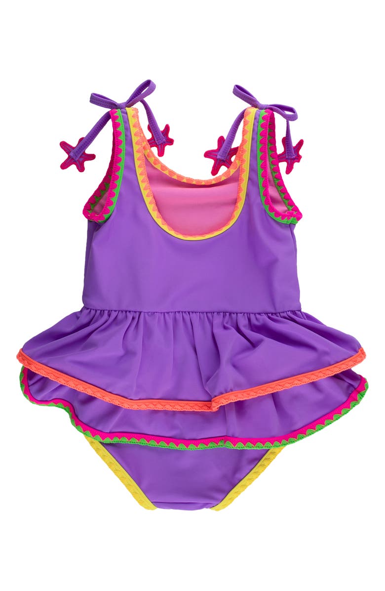 RuffleButts Kids' Embroidered Skirted UPF 50+ One-Piece Swimsuit, Alternate, color,